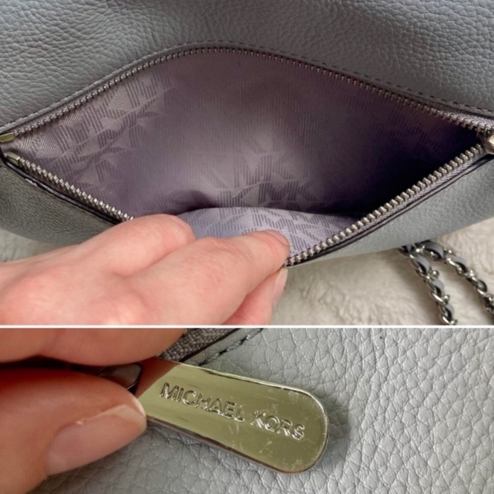 Michael Kors Corrine Crossbody Bag Dove Grey Leather - Picture 8 of 17